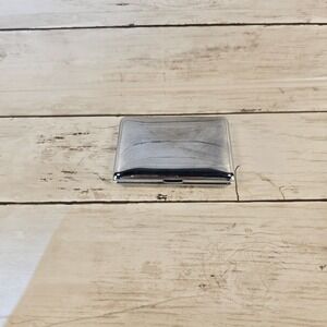 Vintage Silver Metal Cigarette Case Slim Pocket Business Card Holder Polished